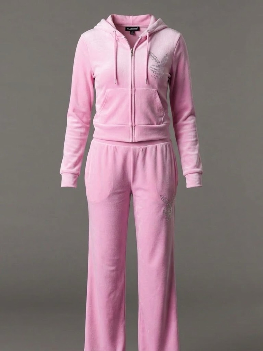 PLAYBOY Pink Velour Zip Hoodie & Pants Lounge Set Brand New With Tags